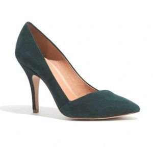 Madewell Mira emerald suede point toe heels 9.5